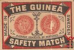The Guinea safety matches average contents 60 matches made in Sweden