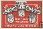 The Medal safety match trade mark impregnated manufactured in Sweden