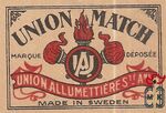 Union Match marque deposee union allumettieres Ste Ame made in Sweden