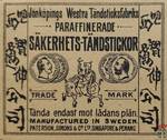 Sakerhets-Tandstickor Jon kopings Westra Tandsticksfabriks paraffinera