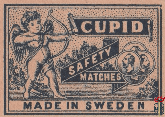 Cupid safety matches made in Sweden 46*32