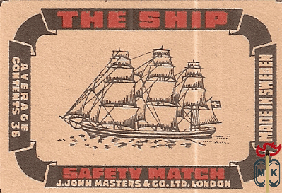 The Ship average contents 36 safety match J.John Masters & Co. Ltd. Lo