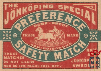 The Jonkoping special preference safety match damp-proof trade mark no
