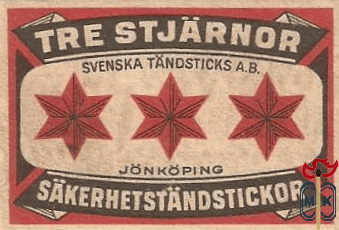Tre Stjarnor svenska tandsticks a.b. Jonkoping Sakerhetstandstickor