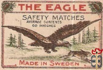 The Eagle safety matches average contents 60 matches made in Sweden