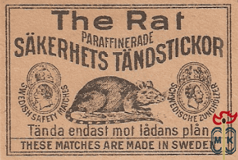 The Rat paraffinerade Sakerhets Tandstickor Swedish safety matches Sch