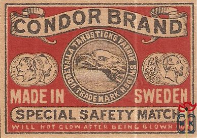 Condor brand uddevalla tandsticks fabrik trade mark Sweden special saf