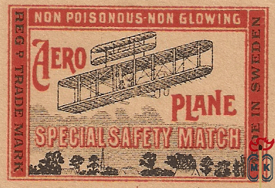 Aero plane special safety match non poisonous non glowing reg trade ma