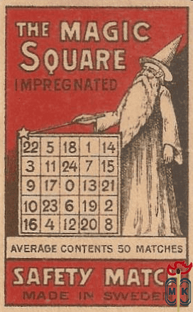 The Magic Square impregnated average contents 50 matches safety match