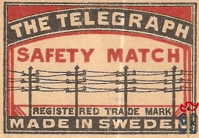 The Telegraph safety matches registered trade mark made in Sweden