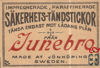 Junebro Impregnerade, paraffinerade Sakerhets-Tandstickor Tanda endast
