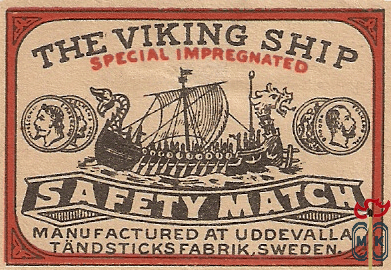 The Viking Ship safety match special impregnated manufactured at Uddev