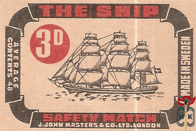 The Ship average contents 36 safety match J.John Masters & Co. Ltd. Lo