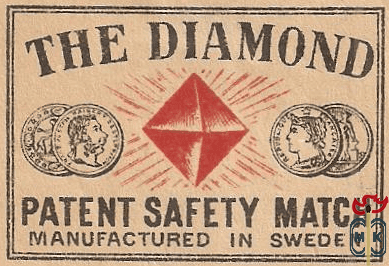 The Diamond patent safety match manufactured in Sweden