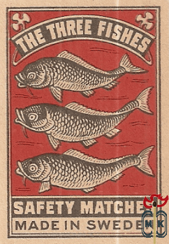 The Three Fishes safety matches made in Sweden