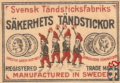 Sakerhets tandstickor Svensk Tandsticksfabriks registered trade mark m