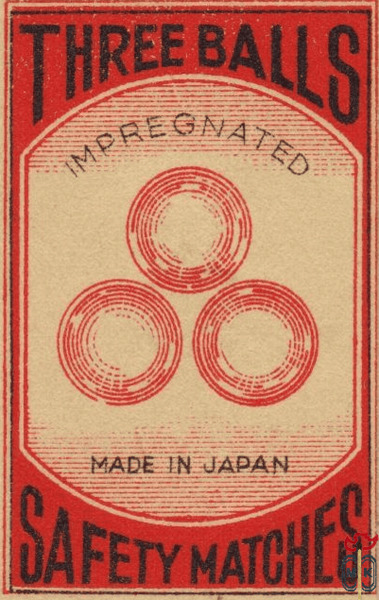 Three Balls safety matches Impregnated made in Japan