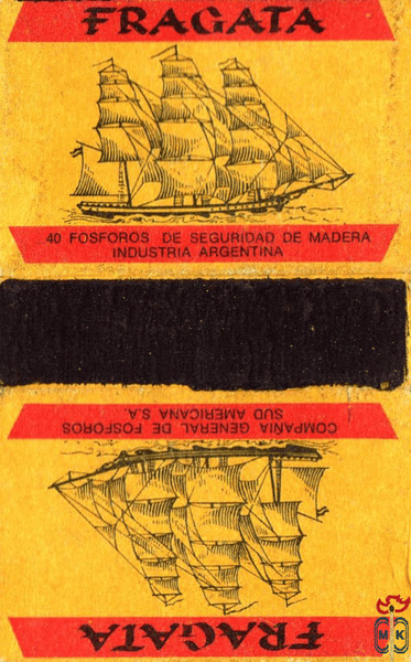 Fragata 40 fosforos de seguridad de Madera industria Argentina compani