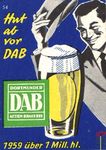 Dorimunder DAB actien brauerei Hut ab vor DAB 1959 uber 1 Mill. hl.