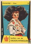 14 Frankrijk - Elzas lucifers van de Kroon-Winkelier Ned. fab.