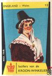 12 Engeland - Wales lucifers van de Kroon-Winkelier Ned. fab.