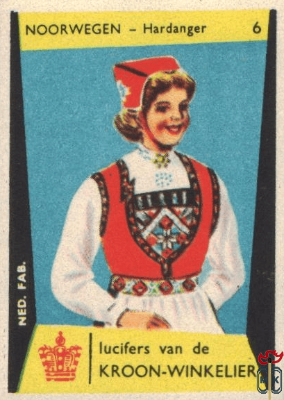 6 Noorwegen - Hardanger lucifers van de Kroon-Winkelier Ned. fab.