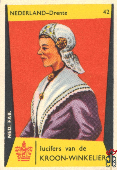 42 Nederland - Drente lucifers van de Kroon-Winkelier Ned. fab.