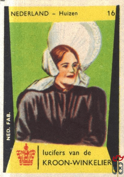 16 Nederland - Huizen lucifers van de Kroon-Winkelier Ned. fab.