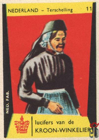 11 Nederland - Terschelling lucifers van de Kroon-Winkelier Ned. fab.