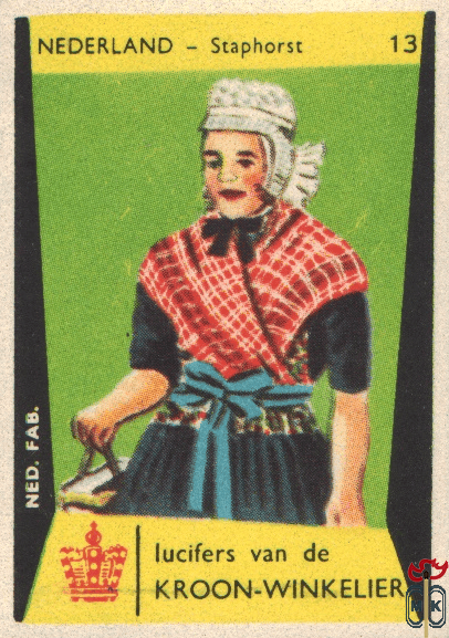 13 Nederland - Staphorst lucifers van de Kroon-Winkelier Ned. fab.