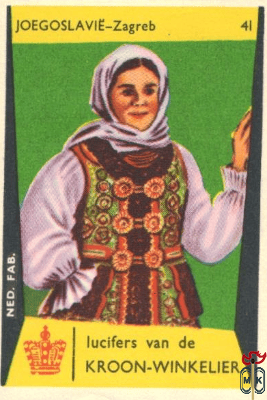 41 Joegoslavie - Zagreb lucifers van de Kroon-Winkelier Ned. fab.