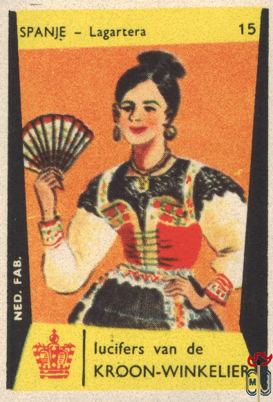 15 Spanje - Lagartera lucifers van de Kroon-Winkelier Ned. fab.