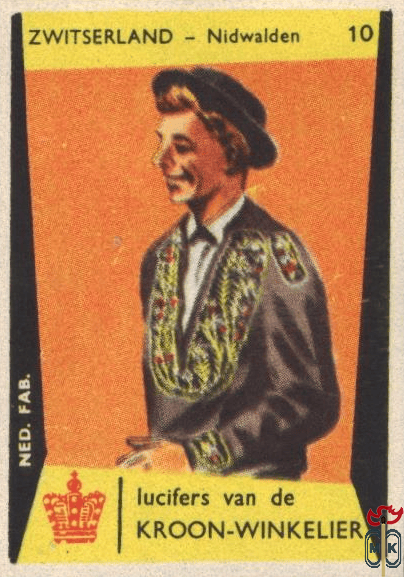 10 Zwitserland - Nidwalden lucifers van de Kroon-Winkelier Ned. fab.
