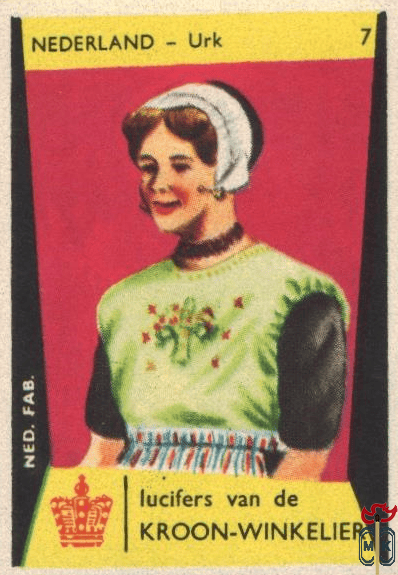 7 Nederland - Urk lucifers van de Kroon-Winkelier Ned. fab.