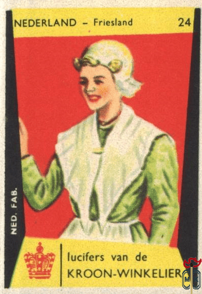 24 Nederland - Friesland lucifers van de Kroon-Winkelier Ned. fab.