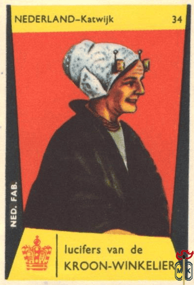 34 Nederland - Katwijk lucifers van de Kroon-Winkelier Ned. fab.
