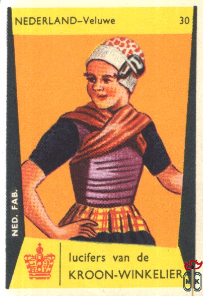 30 Nederland - Veluwe lucifers van de Kroon-Winkelier Ned. fab.