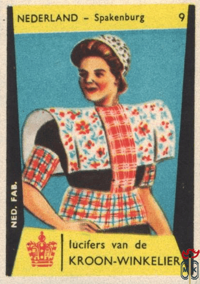 9 Nederland - Spakenburg lucifers van de Kroon-Winkelier Ned. fab.