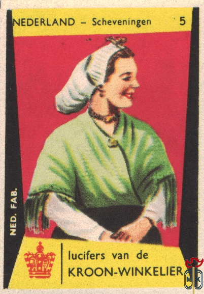 5 Nederland - Scheveningen lucifers van de Kroon-Winkelier Ned. fab.