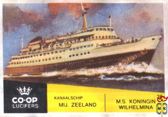 M.S. Koningin Wilhelmina Kanaalschip Mij. Zeeland Co-oP Lucifers