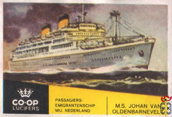 M.S. Johan van Oldenbarnevelt Passagiers-Emigrantenschip Mij. Nederlan