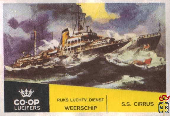 S.S. Cirrus Rijks Luchtv. Dienst Weerschip Co-Op Lucifers