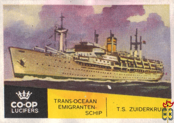 T.S. Zuiderkruis Trans-Oceaan Emigranten - schip Co-Op Lucifers