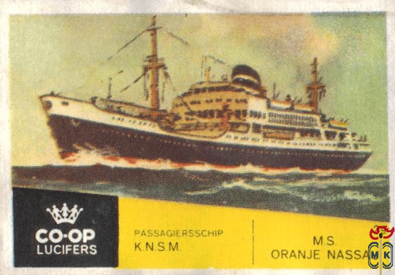 M.S. Oranje Nassau Passagiersschip K.N.S.M. Co-Op Lucifers
