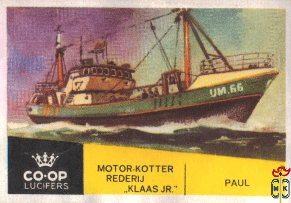 Paul Motor-Kotter rederij "Klaas Jr." Co-Op Lucifers