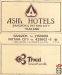 Asia Hotels Bangkok & Pattaya city Thailand  Thai Smooth as silk. Bang